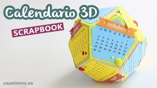 Calendario 3D scrapbooking plantillas para imprimir [upl. by Shir]