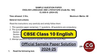 CBSE Class 10 English Official Sample Paper 202425  Full Solution amp Top Tips [upl. by Cavuoto248]