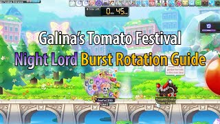 MapleStory Night Lord Burst Rotation Guide on SewerTomato Festival  MapleStorySea [upl. by Connett]