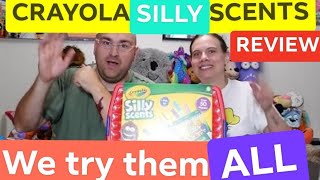 Crayola Silly Scents Review  Trying out Scented Crayons Markers Felt Tip Pens and Pencil Crayons [upl. by Gothard]