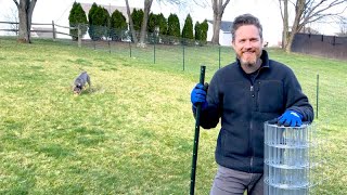 How to Install a Welded Wire Fence the Fast amp Easy way with Elevation Changes No Digging [upl. by Kress]