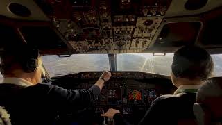 Cockpit view Boeing 737 approach and landing Innsbruck Austria RWY 08 winter morning [upl. by Atilemrac]