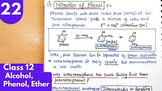 22 Nitration of phenol Electrophilic substitution rxn of phenol Alcohol phenol ethers class12 [upl. by Netsrijk]