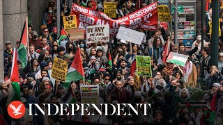 Live ProPalestinian demonstrators rally in New York City [upl. by Eckblad]