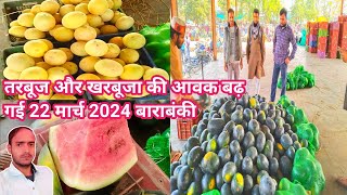 तरबूज और खरबूजा की आवक बढ़ गई 22 मार्च 2024 बाराबंकी  tarbuj ka bhav  water lemon rate  kharbuja [upl. by Kamaria]