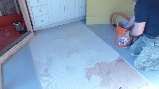 Part quot1quot How to install Tile Backer Board on wooden subfloor  plywood  floor installation [upl. by Eli]