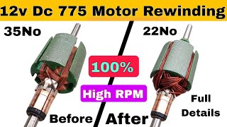 12v Dc 775 Motor Rewinding Full Details  775 Armature Rewinding [upl. by Atnohs]