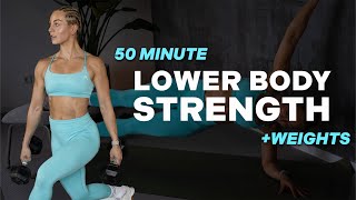 50 MIN LOWER BODY STRENGTH WORKOUT  LEGS ON FIRE   Weights  With Repeat  Glutes  Core [upl. by Derdle]