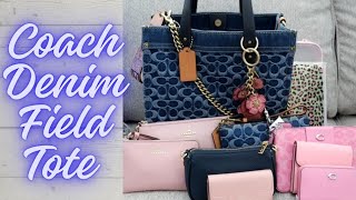 Coach Denim Field Tote Whats in My Bag [upl. by Aztiray]