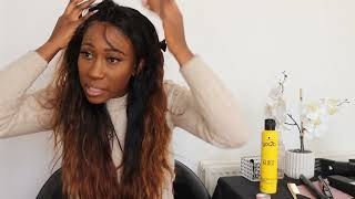 Easily lay down a Lace Frontal and cut Curtain Bangs [upl. by Annawat]