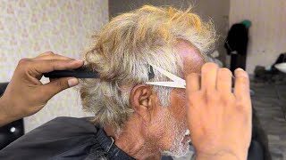 ASMR BARBER  Unemployed Old Man’s Hair Transformation [upl. by Otanod]