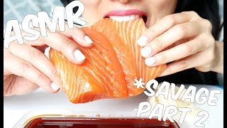 ASMR SUSHI Grade Salmon SASHIMI part 2  EXTREME SAVAGE EATING SOUNDS No Talking  SASASMR [upl. by Dina298]