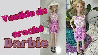 Vestido de croche para Barbie curto em ponto relevo [upl. by Ibed]