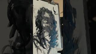 Join me for a fulllength charcoal painting portrait [upl. by Mclain]