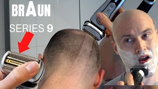 BRAUN SERIES 9  BEST SHAVER FULL REVIEW UNBOXING AND HEAD SHAVE [upl. by Kurth437]