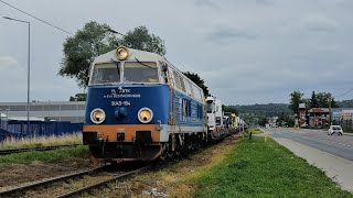 SU45194 BTK Karpiel Wyciąga Skład ciągników MAN za chwilę skład wjedzie na stację Brzesko Okocim [upl. by Droflim]