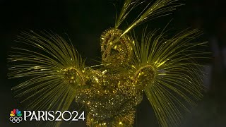 Golden Voyager encounters Nike the goddess of victory at Closing Ceremony  Paris Olympics [upl. by Adnileb]