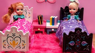 Go to bed  Elsa amp Anna toddlers  bedtime  breakfast morning routine  Barbie dolls [upl. by Erialcyram]