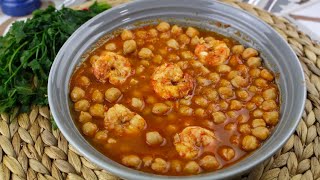 Garbanzos con langostinos o con gambones 🍲🦐🦐 ¡Un guiso de sabor espectacular [upl. by Drawyah]