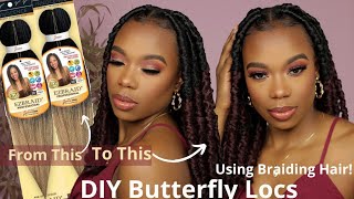 How To Do Butterfly Locs On Yourself Using Braiding Hair  Affordable  Beginner Friendly [upl. by Olfe]