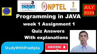 Programming in Java Week 1 answer nptel 2024 Correct answer with explanation assignment1 solutions [upl. by Llerrahs]