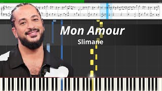 Slimane  Mon Amour  Piano Tutorial Easy [upl. by Nirag892]