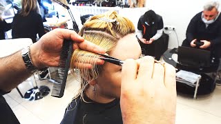 SUPER HAIRCUT TRANSFORMATION  BLONDE WOLF CUT TO SHORT MODERN MULLET [upl. by Ocin]