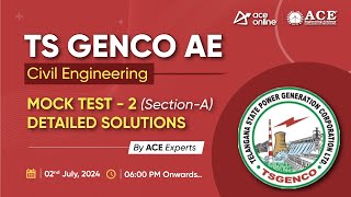 TS GENCO AE Civil Engineering Exam  Mock Test  2 SectionA Detailed Solutions  ACE Online [upl. by Rafter364]