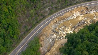 Watch Sky 4 flies over I40 washed away during Helene [upl. by Garwin]