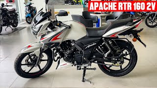 New 2024 Tvs Apache RTR 160 2v White Color Review  tvs apache rtr 160 2v Dual disc [upl. by Brindell861]