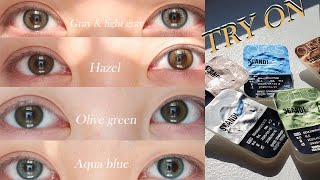 Try On Olens Scandi  5 Colored Contact Lenses  Under natural light close up comparison [upl. by Lipski]