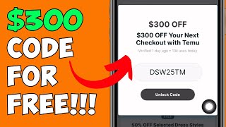 How To Get 300 Temu Promo Code 2024  BEST TEMU COUPON CODES For Existing Customers [upl. by Sremmus606]