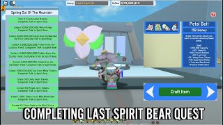 FINISHING SPIRIT BEARS LAST QUEST AND BUYING PETAL BELT Bee swarm simulator [upl. by Cordula368]