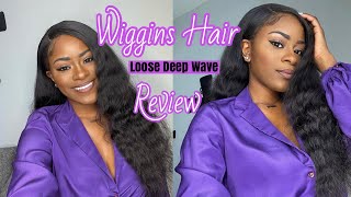 THE BEST LOOSE DEEP WAVE WIG  WIGGINS HAIR REVIEW 5x5 CLOSURE WIG AMAZON [upl. by Anyal5]