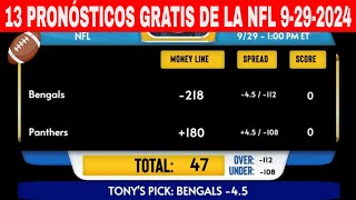 13 Pronósticos GRATIS de la NFL para Hoy Domingo 9292024 Week 4 [upl. by Ydeh]