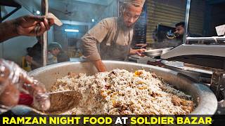 Soldier Bazar mai Sehri  Baghdadi Pulao Halwa Poori Lassi  Karachi Ramzan Street Food [upl. by Aicad]