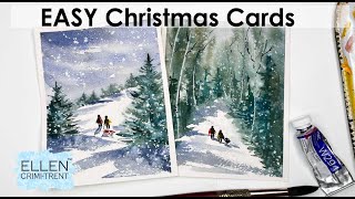 EASY Watercolor Christmas Cards [upl. by Aniz569]