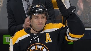 Patrice Bergeron scores in 1000th NHL game [upl. by Lleraj]