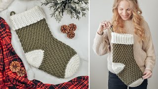 Crochet Christmas Stocking Pattern  Country Cottage Stocking Tutorial [upl. by Aidroc916]