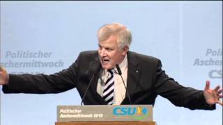 Aschermittwoch der CSU  die Rede von CSUVorsitzenden Seehofer [upl. by Adnirol]