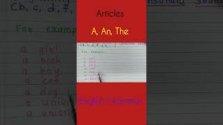 ArticlesA An TheEnglish Grammar shorts youtubeshorts ytshorts [upl. by Winthorpe]