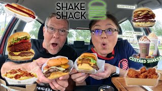 Shake Shack Carolina BBQ Burger Bacon Cheese Fries Mushroom Custard Shakes amp MORE Eat With Us [upl. by Ajnin]