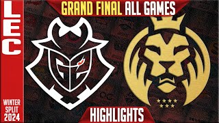 G2 vs MDK Highlights ALL GAMES  GRAND FINAL LEC Winter 2024 Playoffs  G2 Esports vs Mad Lions KOI [upl. by Chelsae]