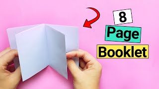 How To Make a 8 Page Booklet with Paper  No Glue [upl. by Noicpecnoc]