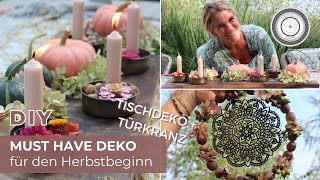 DIY  MUST HAVE TÜRKRANZ nicht binden sondern FÄDELN  GENIAL 👌 und HERBSTTISCHDEKO [upl. by Burkhardt]