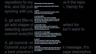 2024Important GIT commandsInterview Questions asked for AutomationQA JAVASDETQA Automation [upl. by Martino]