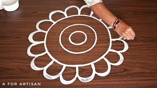 Easy Step by Step Flower Alpona Designs for FESTIVALS 🌷 Jhoti Chita for BEGINNERS Rangoli 🌸 [upl. by Aslehc]