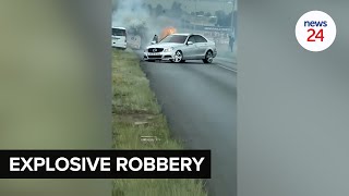 WATCH  Armed men bomb G4S van in Johannesburg residents frantically grab cash [upl. by Alice]