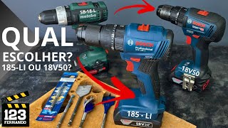 NOVA PARAFUSADEIRAFURADEIRA BOSCH GSB185Li 18V 50Nm DE TORQUE comparada com a BOSCH 18V50 e METABO [upl. by Yvon81]