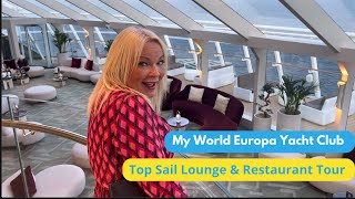 MSC World Europa Yacht Club Lounge and Restaurant Tour [upl. by Bethena]